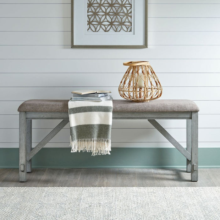 Liberty Furniture Newport Counter Height Dining Bench in Smokey Grey