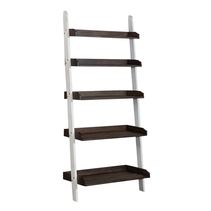 Farmhouse Leaning Bookcase in White/Oak - homePLUS (Binghamton, NY)