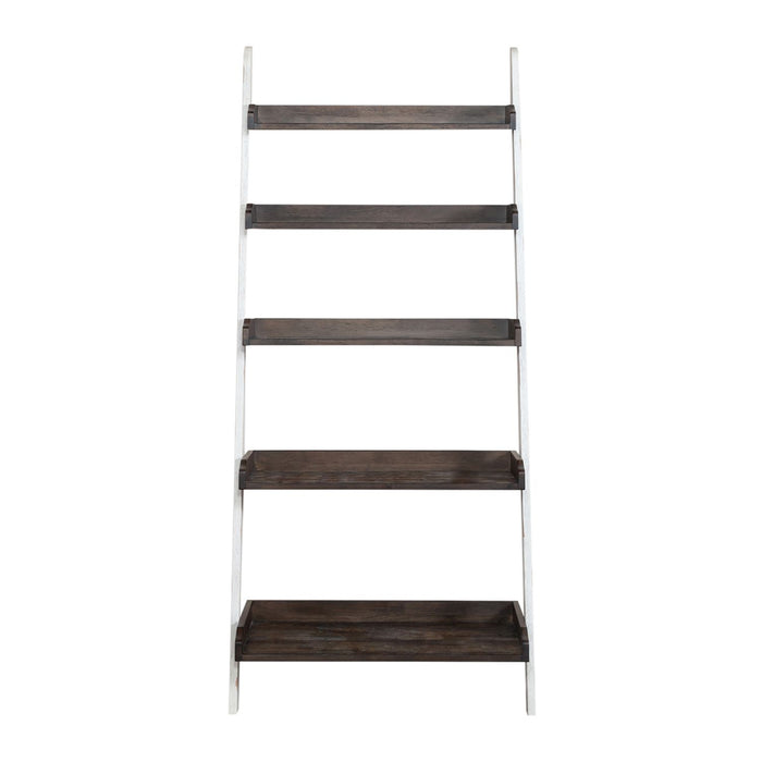 Farmhouse Leaning Bookcase in White/Oak - homePLUS (Binghamton, NY)