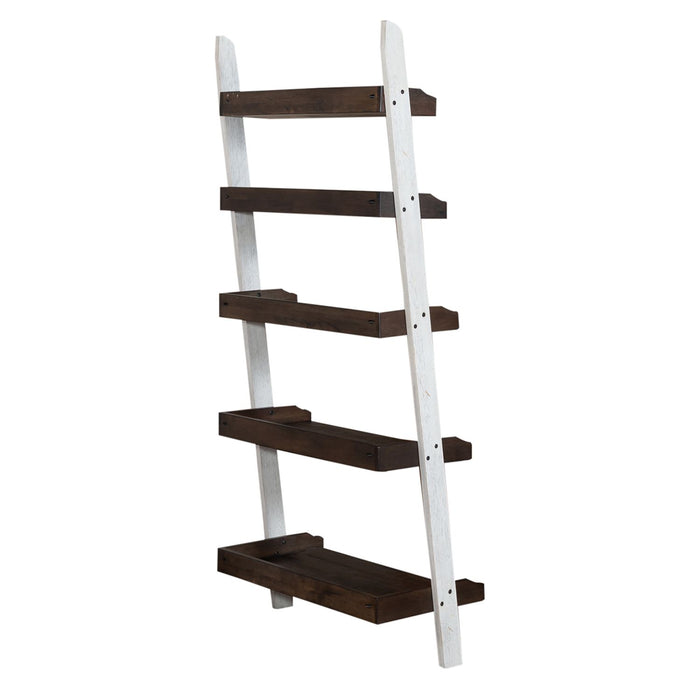 Farmhouse Leaning Bookcase in White/Oak - homePLUS (Binghamton, NY)