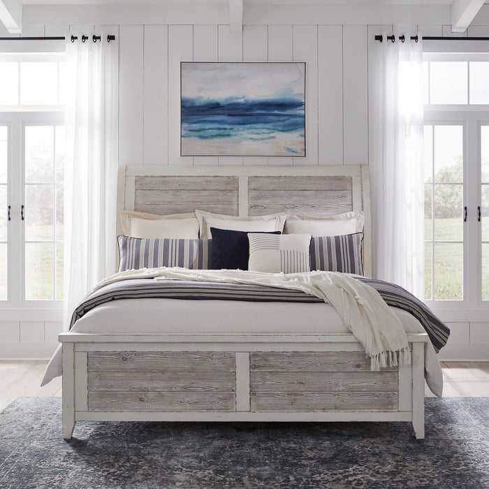 Liberty Furniture Backroads Queen Sleigh Bed in Weathered White/Parchment Brown 142-BR-QSL image