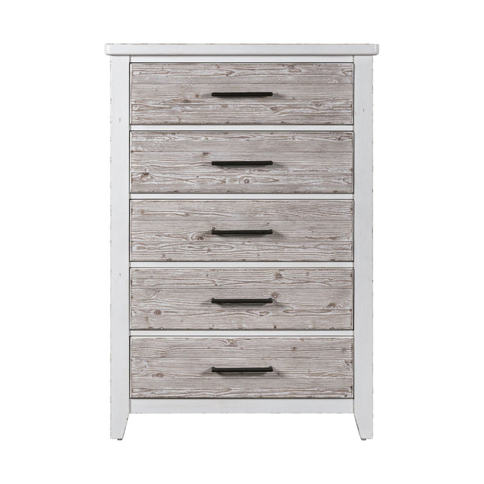 Backroads Drawer Chest in Weathered White/Parchment Brown image
