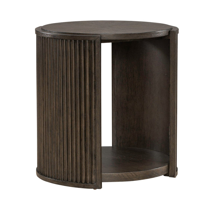 City View Round End Table in Coffee Bean