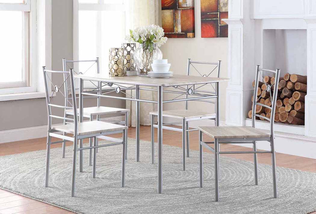 Anna Fontana 5-piece Rectangular Dining Set Brushed Silver - homePLUS (Binghamton, NY)