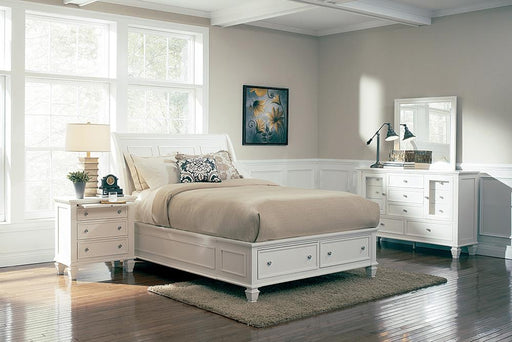 Sandy Beach 4 & 5 Piece Storage Bedroom Set with Sleigh Headboard E.King, Queen, & Cal.King - homePLUS (Binghamton, NY)
