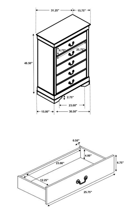 Louis Philippe 4 & 5 Piece Panel Bedroom Set with High Headboard E.king & Full - homePLUS (Binghamton, NY)