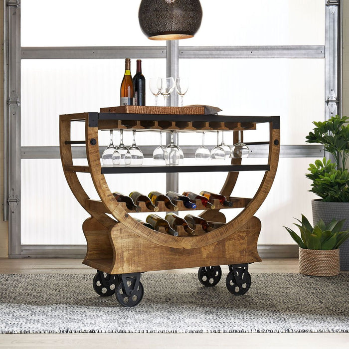 Liberty Furniture Danley Accent Bar Trolley in Weathered Brown