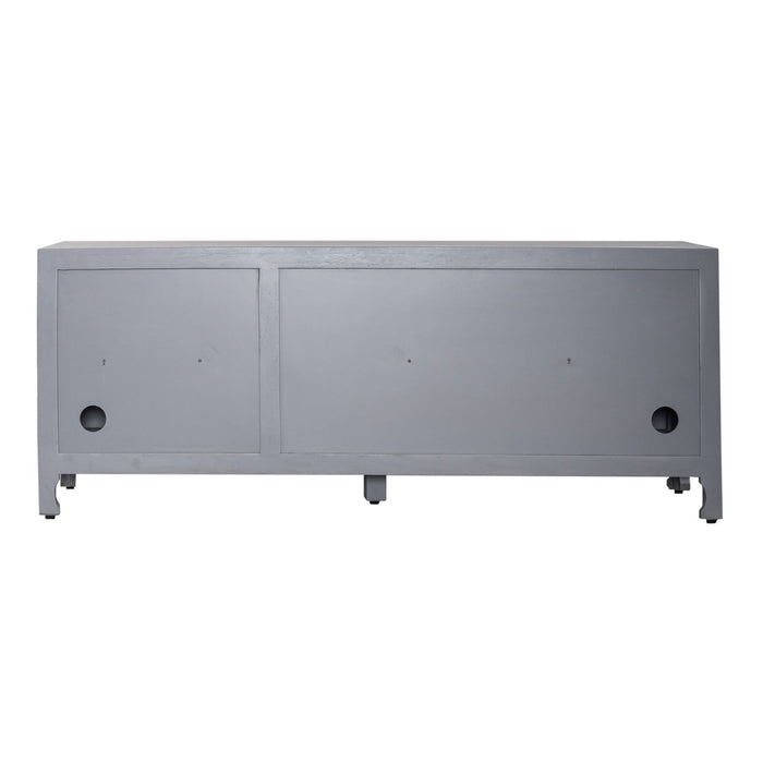 Marisol 65 Inch 3 Door Accent TV Stand in Weathered Honey and Soft Wash Gray - homePLUS (Binghamton, NY)