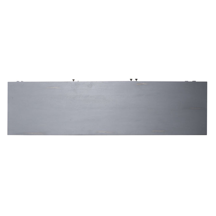 Marisol 65 Inch 3 Door Accent TV Stand in Weathered Honey and Soft Wash Gray - homePLUS (Binghamton, NY)