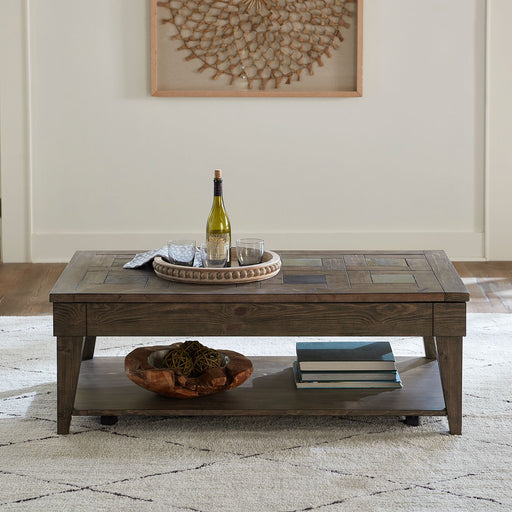 Arrowcreek Lift Top Cocktail Table in Weathered Stone - homePLUS (Binghamton, NY)