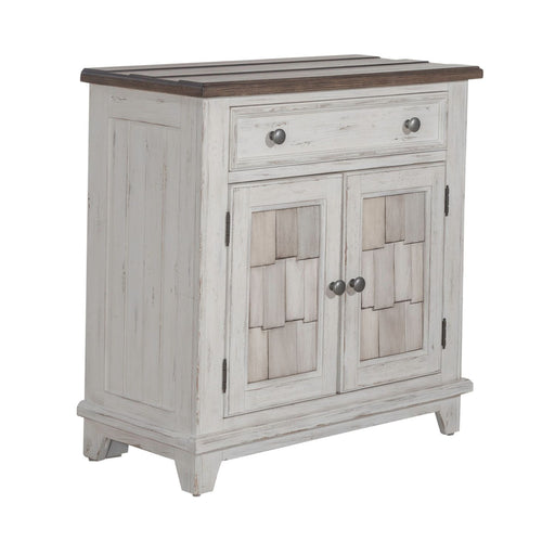 Liberty Furniture River Place Accent Cabinet in Riverstone White & Tobacco EST SHIP TIME APPX 4 WEEKS image