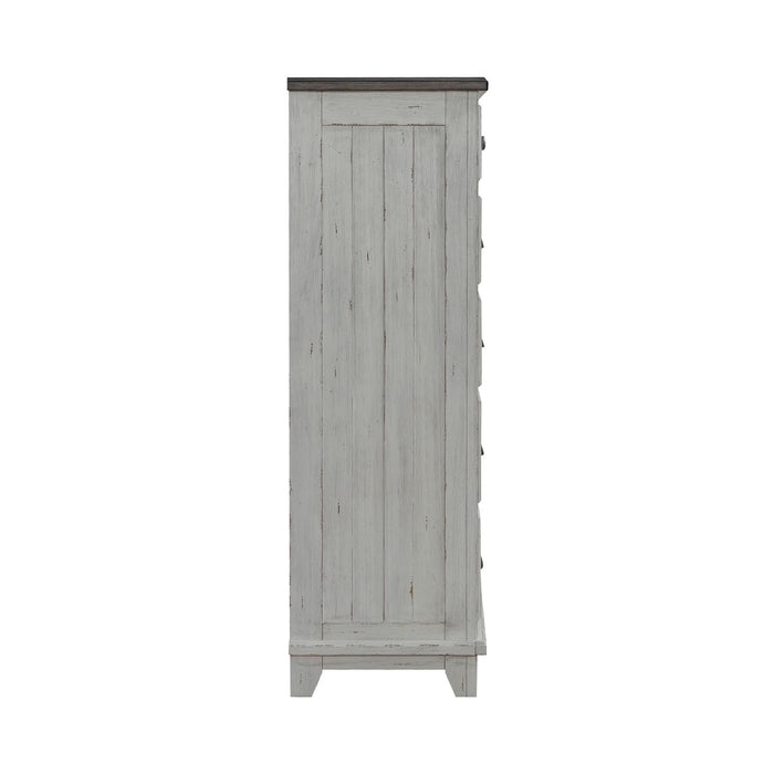 River Place 6 Drawer Chest in Riverstone White and Tobacco