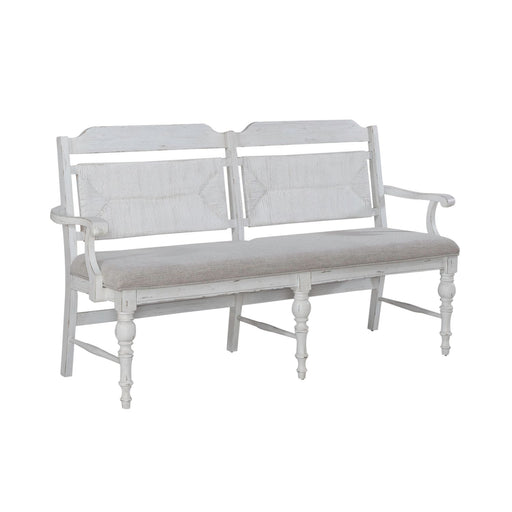 River Place Panel Back Bench in Riverstone White & Tobacco - homePLUS (Binghamton, NY)