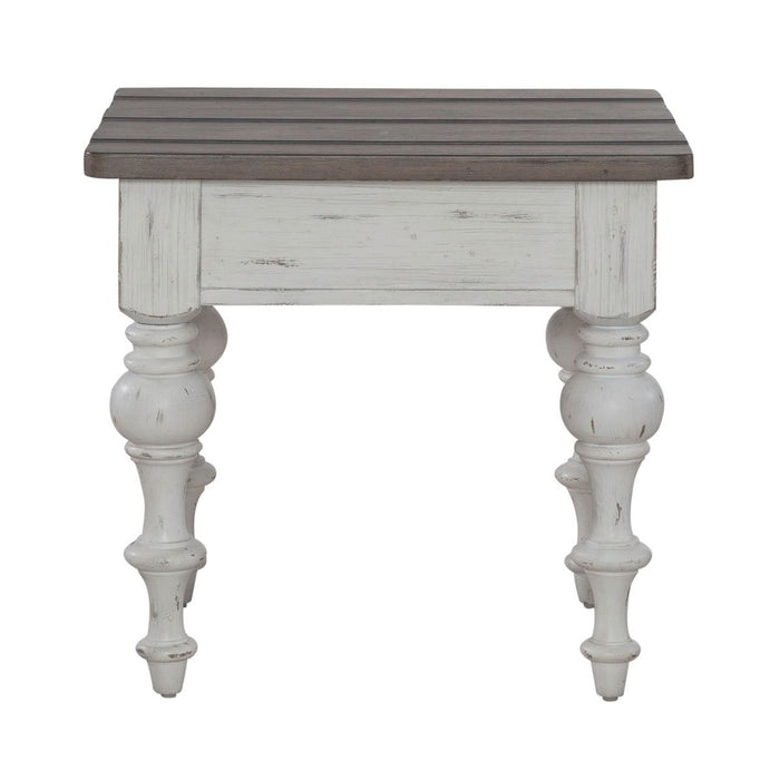 Liberty Furniture River Place End Table in Riverstone White & Tobacco