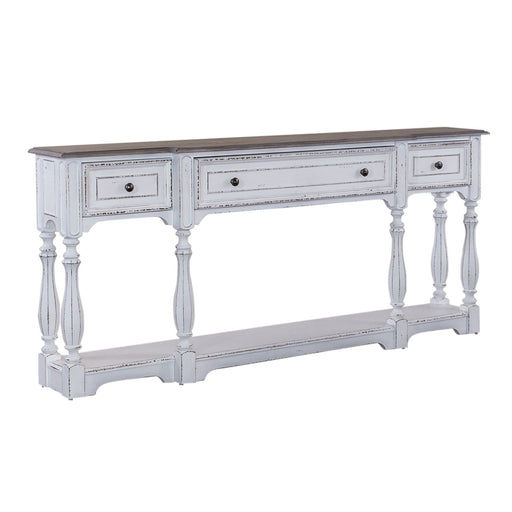 Magnolia Manor 72 Inch Hall Console Table in Antique White Base w/ Weathered Bark Tops - homePLUS (Binghamton, NY)