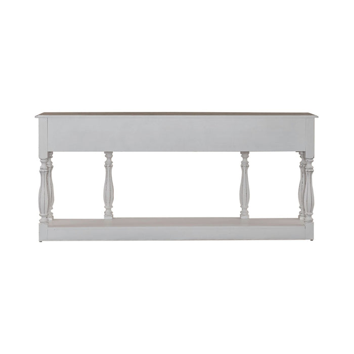 Magnolia Manor 72 Inch Hall Console Table in Antique White Base w/ Weathered Bark Tops image