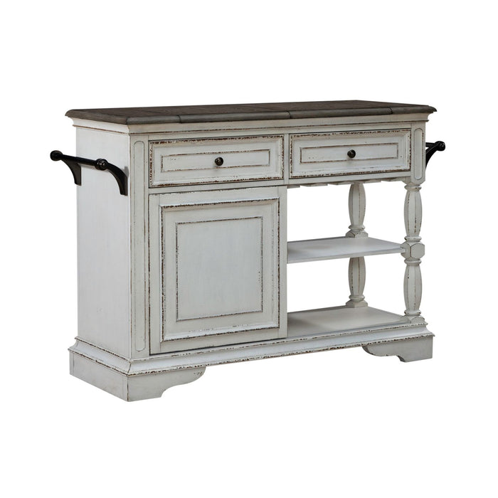 Magnolia Manor Bar Cart in Antique White & Weathered Bark EST SHIP TIME APPX 4 WEEKS - homePLUS (Binghamton, NY)