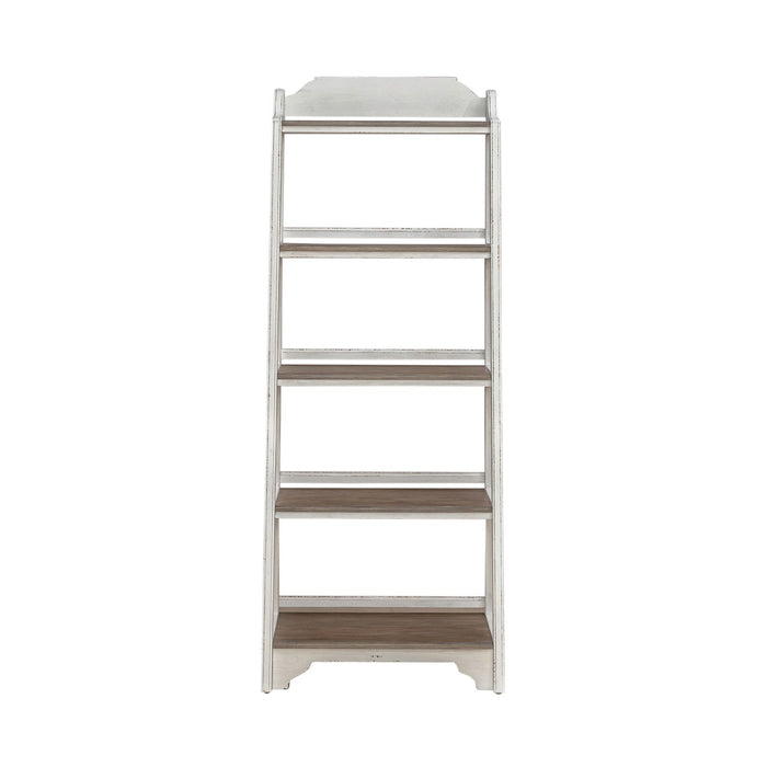 Magnolia Manor Leaning Pier Bookcase in Antique White & Weathered Bark image