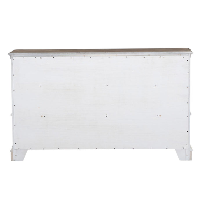 Magnolia Manor Leg 9 Drawer Dresser in Antique White - homePLUS (Binghamton, NY)