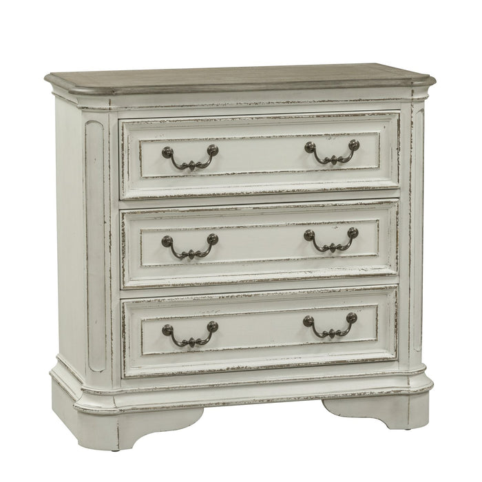 Magnolia Manor 3 Drawer Bedside Chest in Antique White image