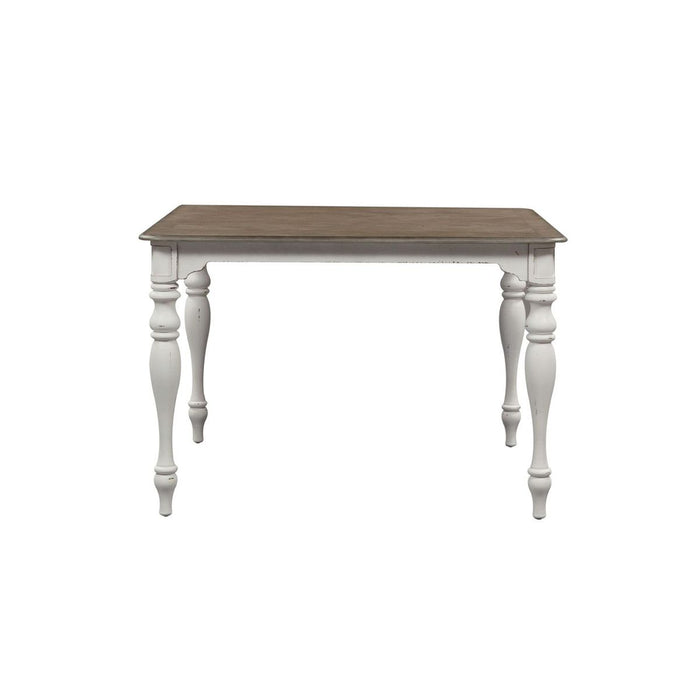Liberty Furniture Magnolia Manor Gathering Table in Antique White Base w/ Weathered Bark Tops