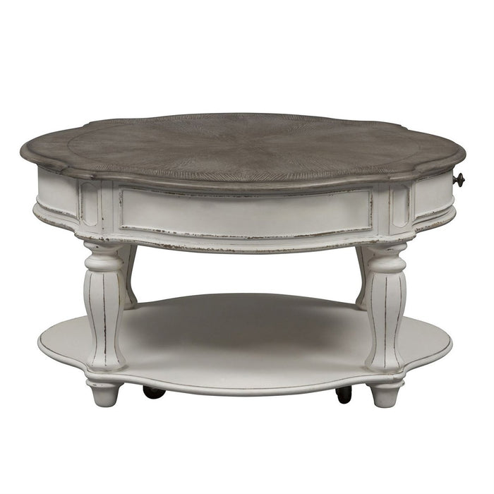 Liberty Magnolia Manor Round Cocktail Table in Antique White
