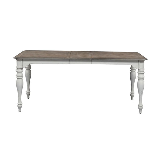 Liberty Furniture Magnolia Manor Leg Table in Antique White Base w/ Weathered Bark Tops image