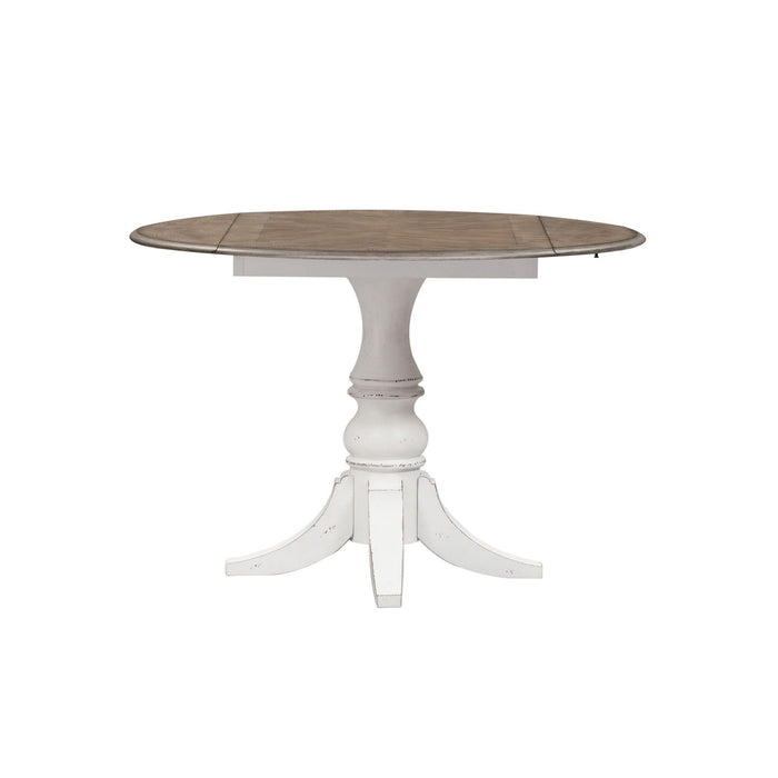 Magnolia Manor Drop Leaf Table in Antique White Base w/ Weathered Bark Tops image