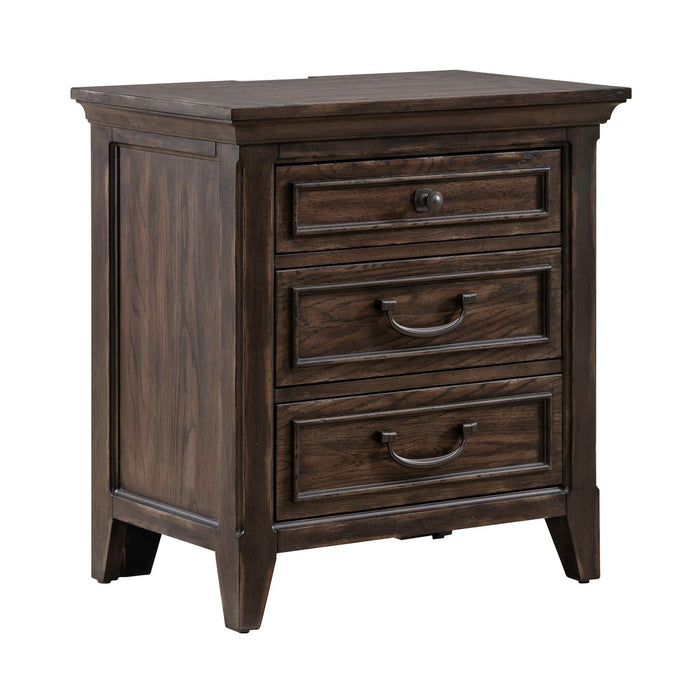 Paradise Valley Nightstand with Charging Station in Saddle Brown