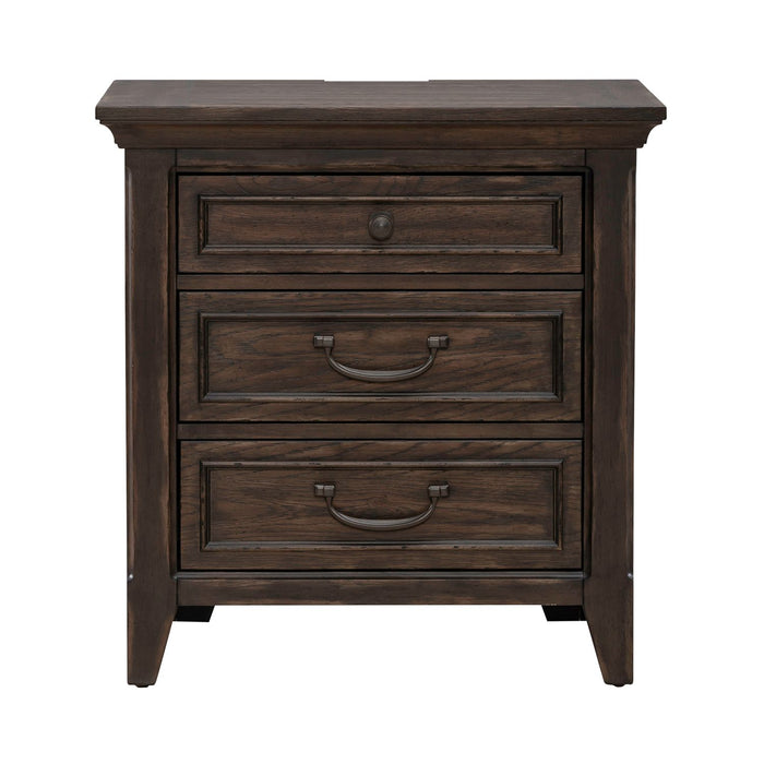 Paradise Valley Nightstand with Charging Station in Saddle Brown image