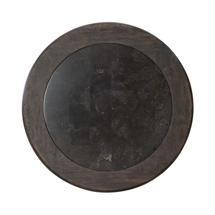 Paradise Valley Round Chairside Table in Saddle Brown