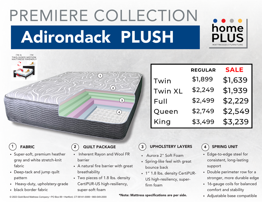 Premier Collection Double Sided Adirondack Mattress by homePLUS