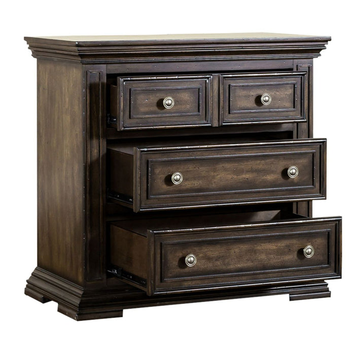 Liberty Furniture Big Valley Bedside Chest w/ Charging Station in Brownstone