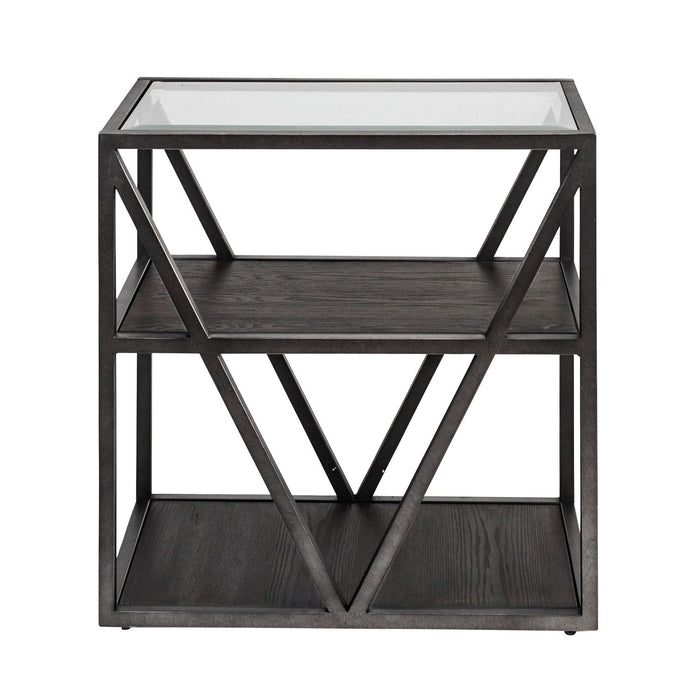 Arista Chair Side Table in Cobblestone Brown