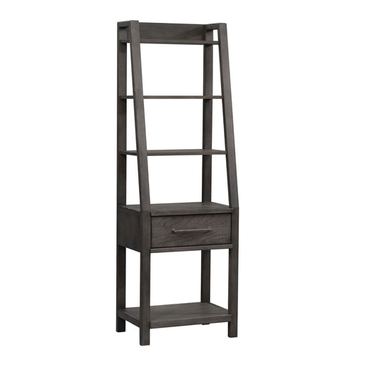 Modern Farmhouse Leaning Bookcase in Dusty Charcoal - homePLUS (Binghamton, NY)