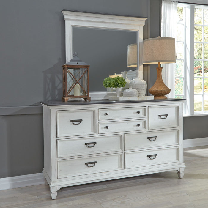 Allyson Park King Panel Bed, Dresser & Mirror, Chest