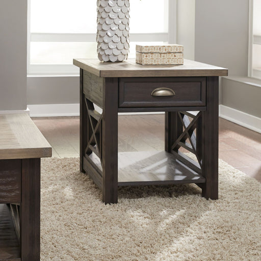 Heatherbrook Drawer End Table in Charcoal and Ash image