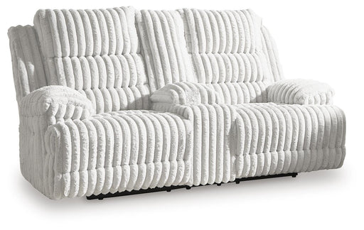 Rhines Falls Power Reclining Loveseat with Console - homePLUS (Binghamton, NY)