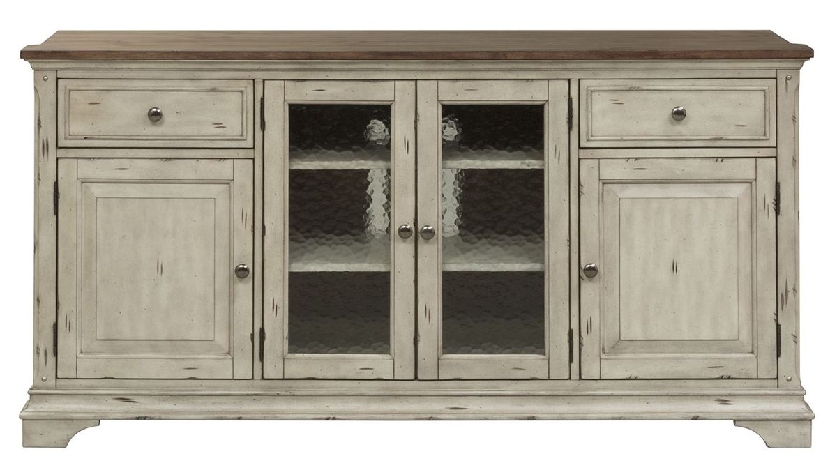 Liberty Morgan Creek 68" Entertainment Center with Piers in Antique White