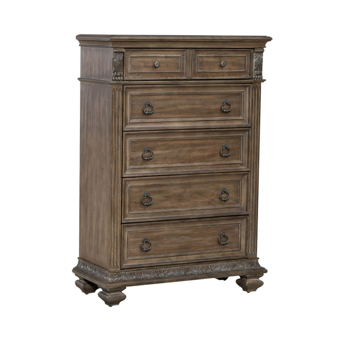 Carlisle Court 5 Drawer Chest in Chestnut with Dusty Wax image
