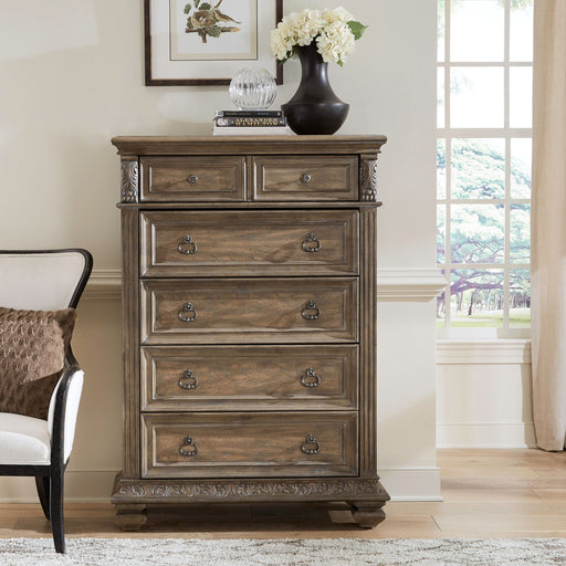 Liberty Furniture Carlisle Court 5 Drawer Chest in Chestnut with Dusty Wax image