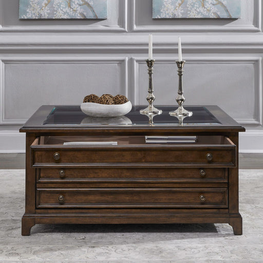 Arden Road Square Collector Cocktail Table in Satin Cherry - homePLUS (Binghamton, NY)