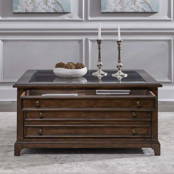 Arden Road Square Collector Cocktail Table in Satin Cherry - homePLUS (Binghamton, NY)