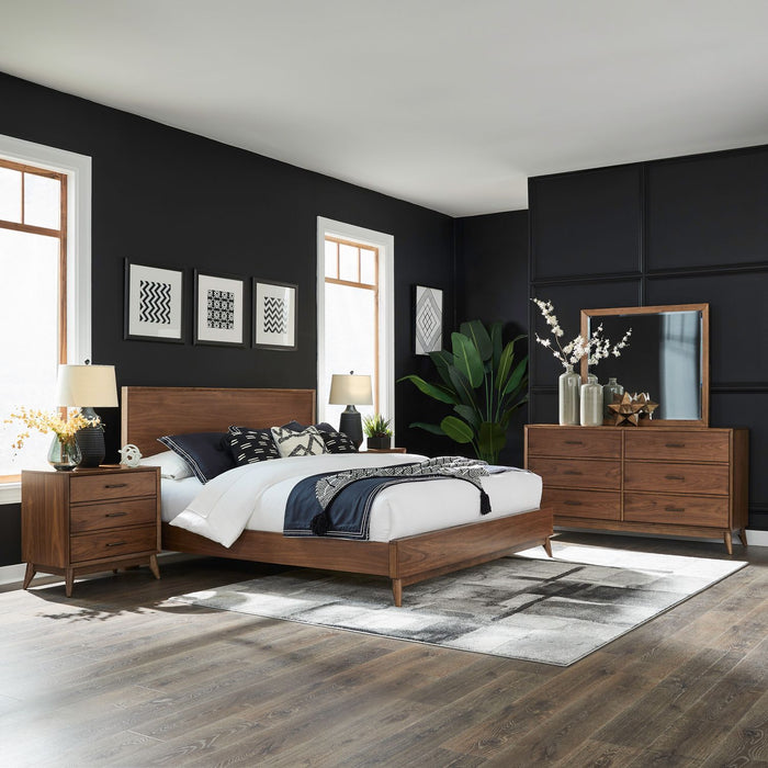 Century Modern Queen Platform Bed, Dresser & Mirror, Night Stand image
