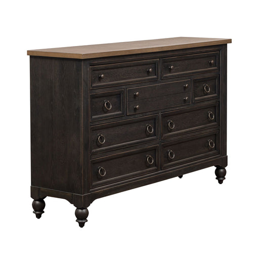 Americana Farmhouse 9 Drawer Dresser in Black - homePLUS (Binghamton, NY)