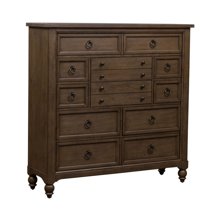 Americana Farmhouse 12 Drawer Chesser in Dusty Taupe and Black - homePLUS (Binghamton, NY)