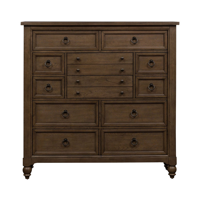 Americana Farmhouse 12 Drawer Chesser in Dusty Taupe and Black - homePLUS (Binghamton, NY)
