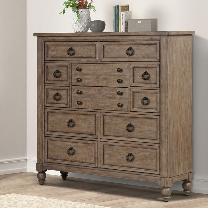 Americana Farmhouse 12 Drawer Chesser in Dusty Taupe and Black image