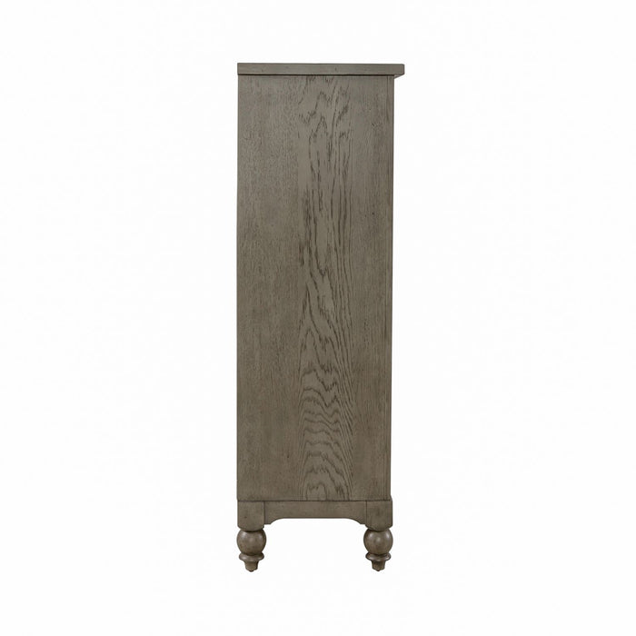 Americana Farmhouse 5 Drawer Chest in Dusty Taupe and Black - homePLUS (Binghamton, NY)