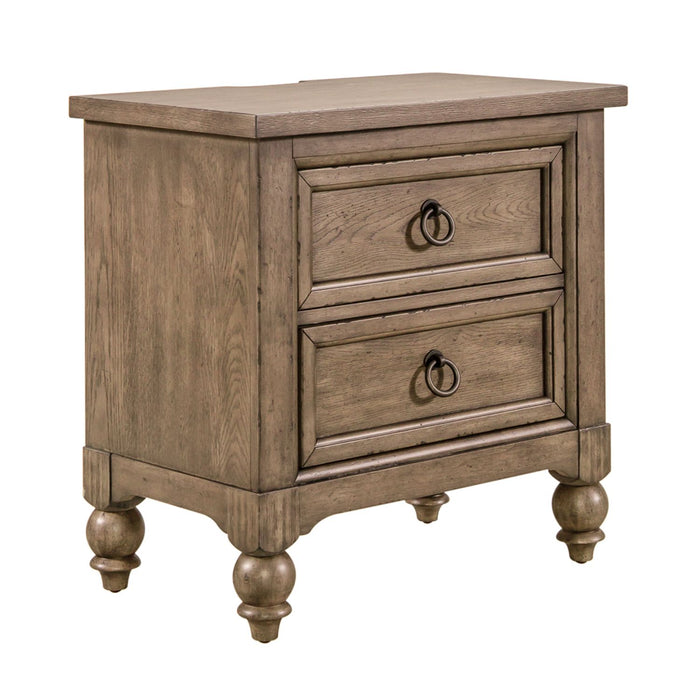 Americana Farmhouse 2 Drawer Nightstand in Dusty Taupe and Black image